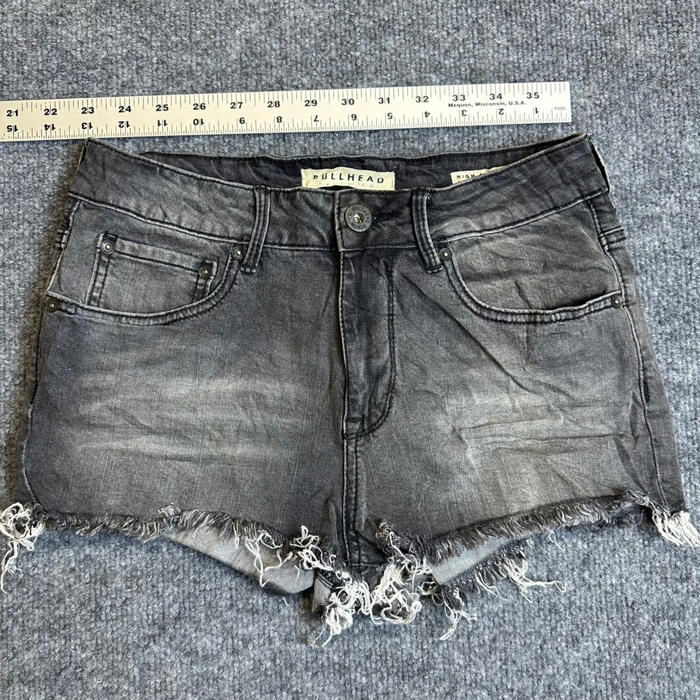 Bullhead Denim Shorts Womens Size 28 Black High Waisted Frayed Hem Cutoff Casual